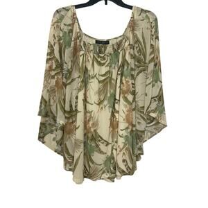 Lane Bryant Mesh Floral Boho Blouse 18/20 Circle Angel Sleeve Romantic Flowy NWT
